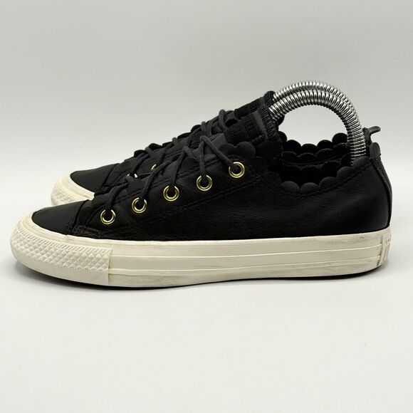 Converse CTAS Ox Frilly Thrills Black Gold Egret Lace Up Women's Shoe US Size 6 - Picture 5 of 12